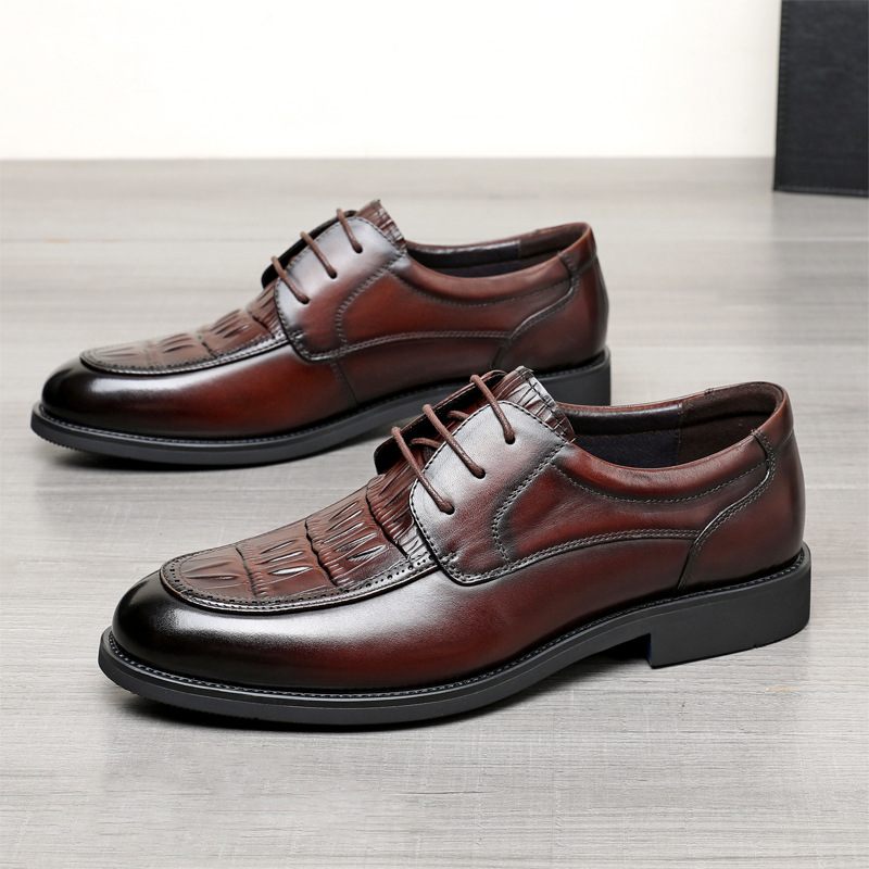 Echt Lederen Herenschoenen Koeienhuid Lente En Herfst Nieuwe Formele Jurk Bruiloft Bruidegom Schoenen High-end Heren Business Casual Kleding