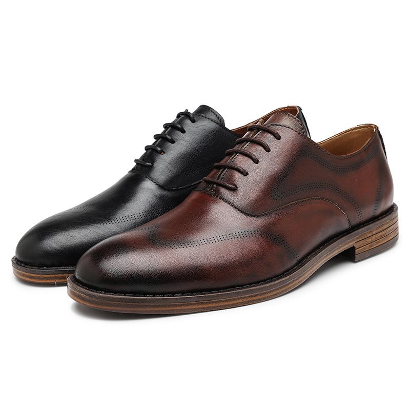 Formele Herenschoenen Retro Derbyschoenen Lederen Business Baotou Jeugd Grote Maat Kleding