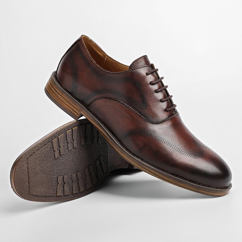 Formele Herenschoenen Retro Derbyschoenen Lederen Business Baotou Jeugd Grote Maat Kleding