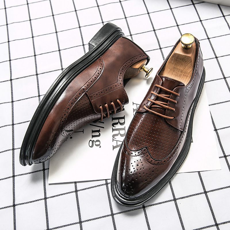 Grote Maat 46 Brogue Schoenen Gesneden Herenschoenen Zomer Holle Ademende Herenkapper Trend Business Casual