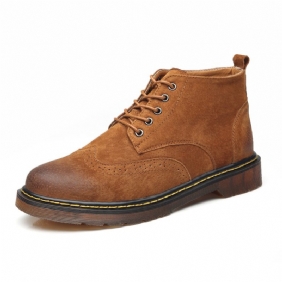 Grote Maten Mode Herfst En Winter Brogue Schoenen Martin Laarzen Heren Koeienhuid Zachte Onderkant Retro Jeugd Trendy Tooling