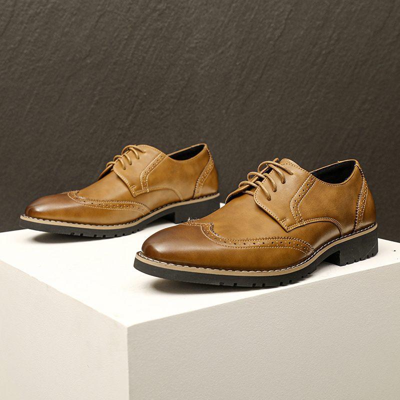 Heren Zakelijke Formele Slijtage Brogue Schoenen Herenschoenen Casual Trendy Geklede Innerlijke Hoogte Verhogen Bruiloft Bruidegom