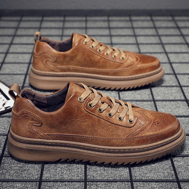 Herenschoenen 2024 Lente Nieuwe Brogue Schoenen Heren Casual Geklede Trendy Laag Uitgesneden Sneakers