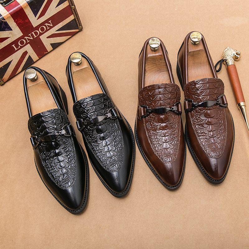 Herenschoenen Casual Slip-on Business Dress Shoes Puntschoen Ademend Haarstijl Brogue-schoenen