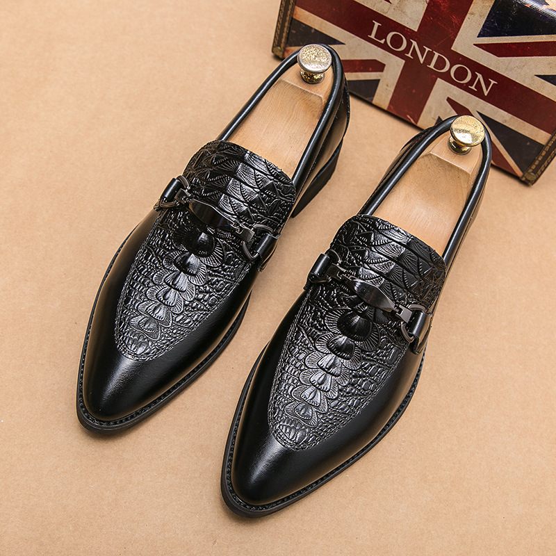 Herenschoenen Casual Slip-on Business Dress Shoes Puntschoen Ademend Haarstijl Brogue-schoenen