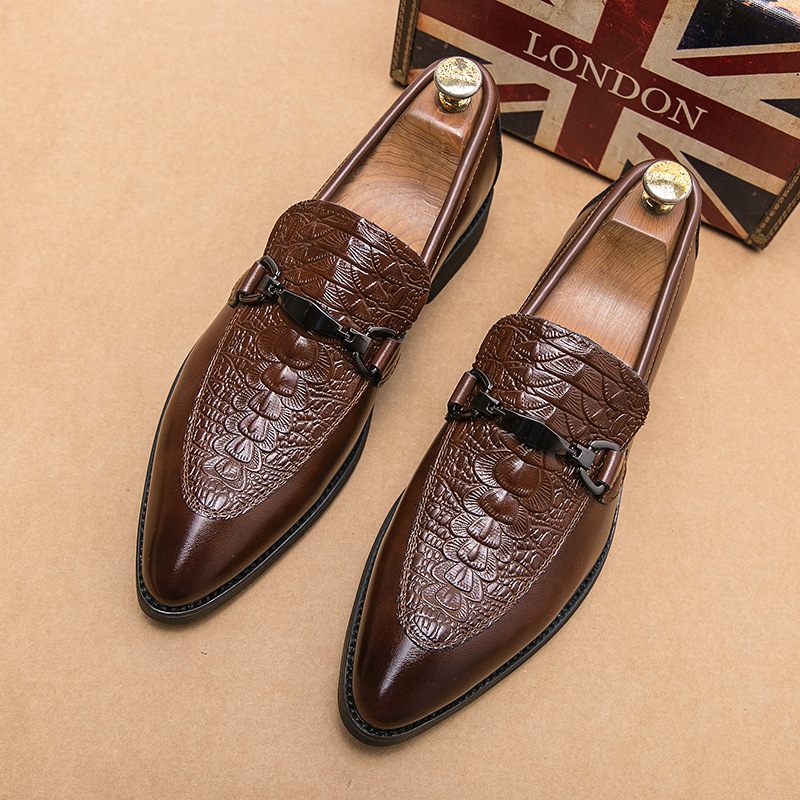 Herenschoenen Casual Slip-on Business Dress Shoes Puntschoen Ademend Haarstijl Brogue-schoenen