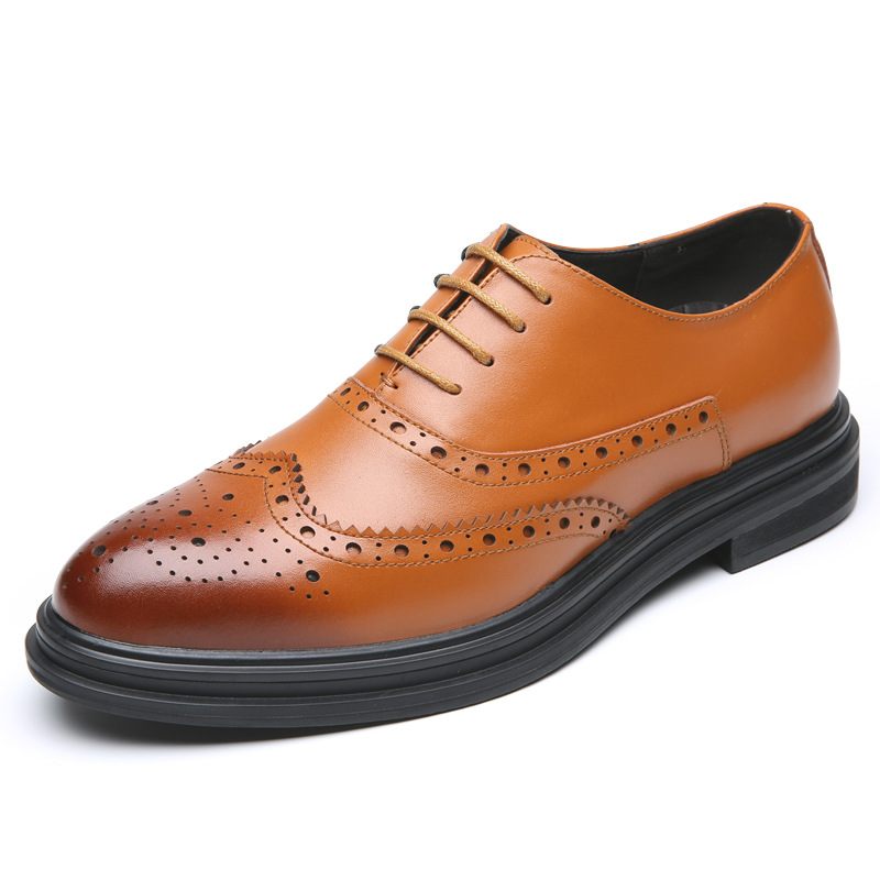 Herfst Brogue Schoenen Geklede Heren Casual Zakelijke Jurk Bruidsjonkers Zwarte Bruidegom Trouwschoenen