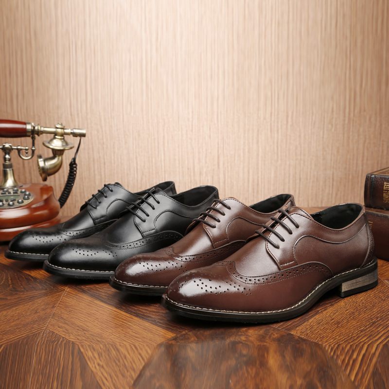 Herfst Grote Maat 47 Zakelijke Herenschoenen 45 Brogue Schoenen Gesneden Leer 48 Retro Trendschoenen 46 Formele