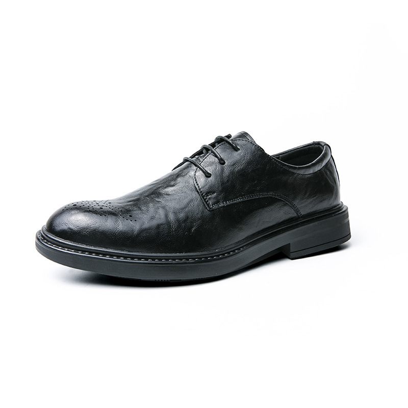 Herfsttrend Heren Business Casual Mode Brogue-schoenen Gesneden Dikke Zool Verhoog Kleine Trendy Schoenen