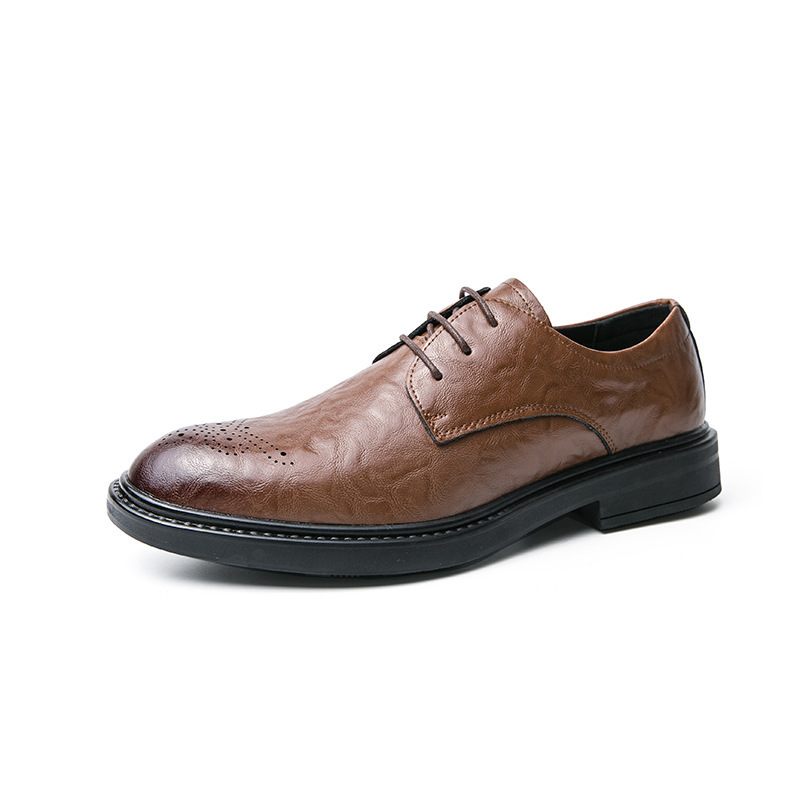 Herfsttrend Heren Business Casual Mode Brogue-schoenen Gesneden Dikke Zool Verhoog Kleine Trendy Schoenen