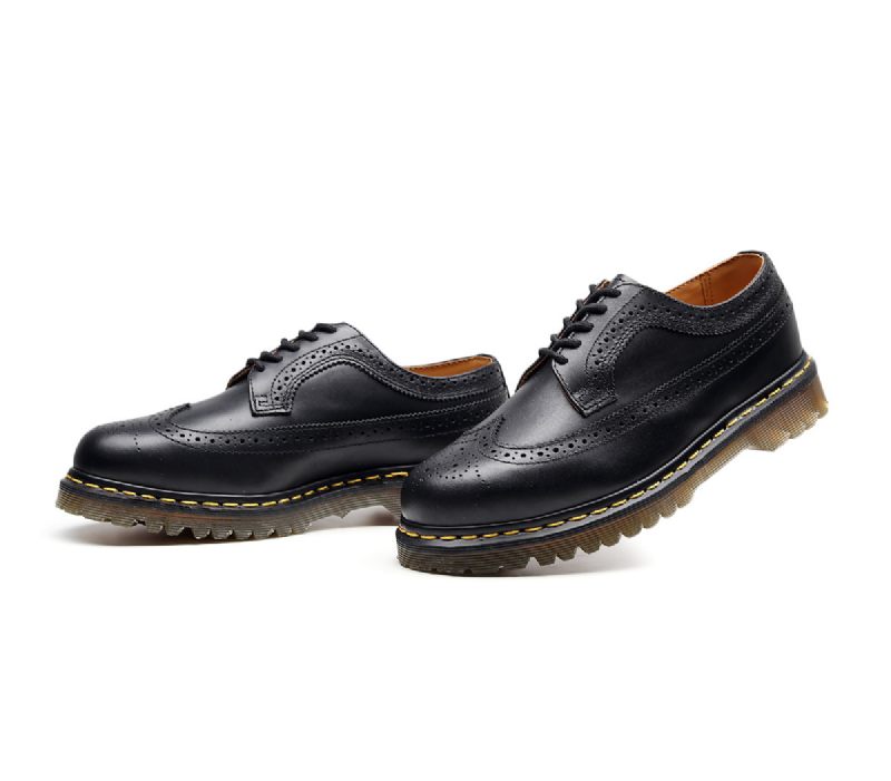 Klassieke 5-gaats Leren Martin Laarzen Brogue Schoenen Herenschoenen Gesneden Ontwerp Platte Heren- En Damesschoenen Grote Maat