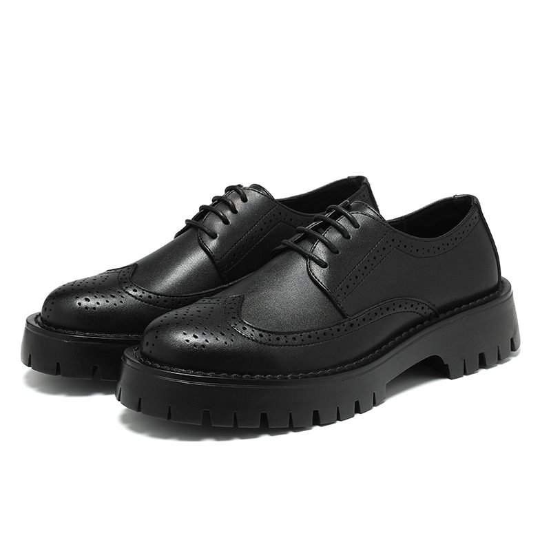 Lente Nieuwe Jeugd Ronde Kop Lage Hak Grote Kop Tooling Casual Dagelijkse Brogue Schoenen Nette