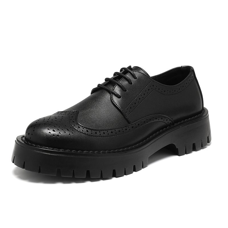 Lente Nieuwe Jeugd Ronde Kop Lage Hak Grote Kop Tooling Casual Dagelijkse Brogue Schoenen Nette