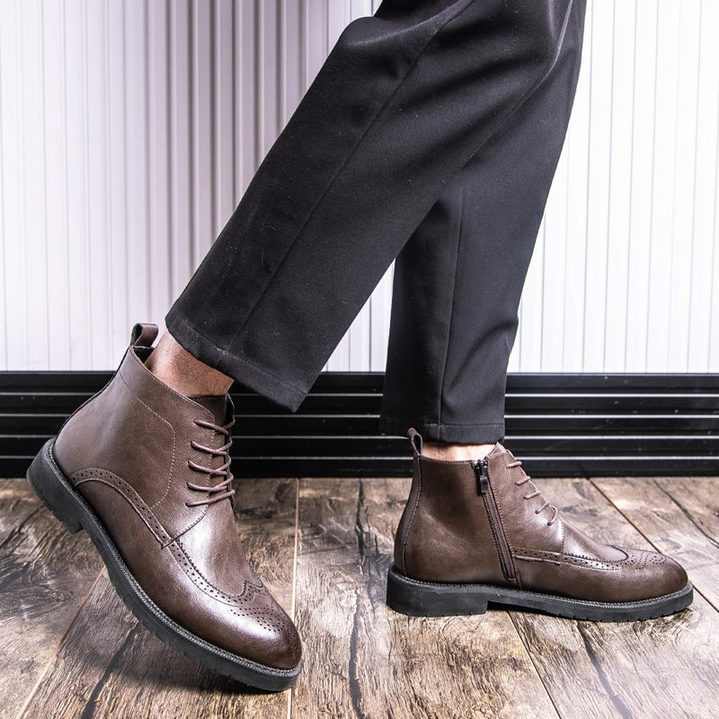 Martin Laarzen Halfhoge Nieuwe Trendy Heren Casual Hoge Geklede Schoenen Brogue Chelsea