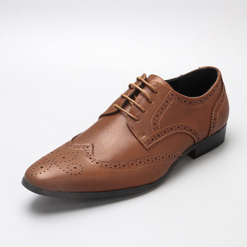 Nieuwe Klassieke Herenschoenen Pak Brogue Schoenen Ademende Casual Platte Met Veters