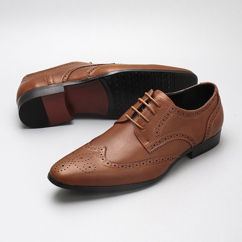 Nieuwe Klassieke Herenschoenen Pak Brogue Schoenen Ademende Casual Platte Met Veters