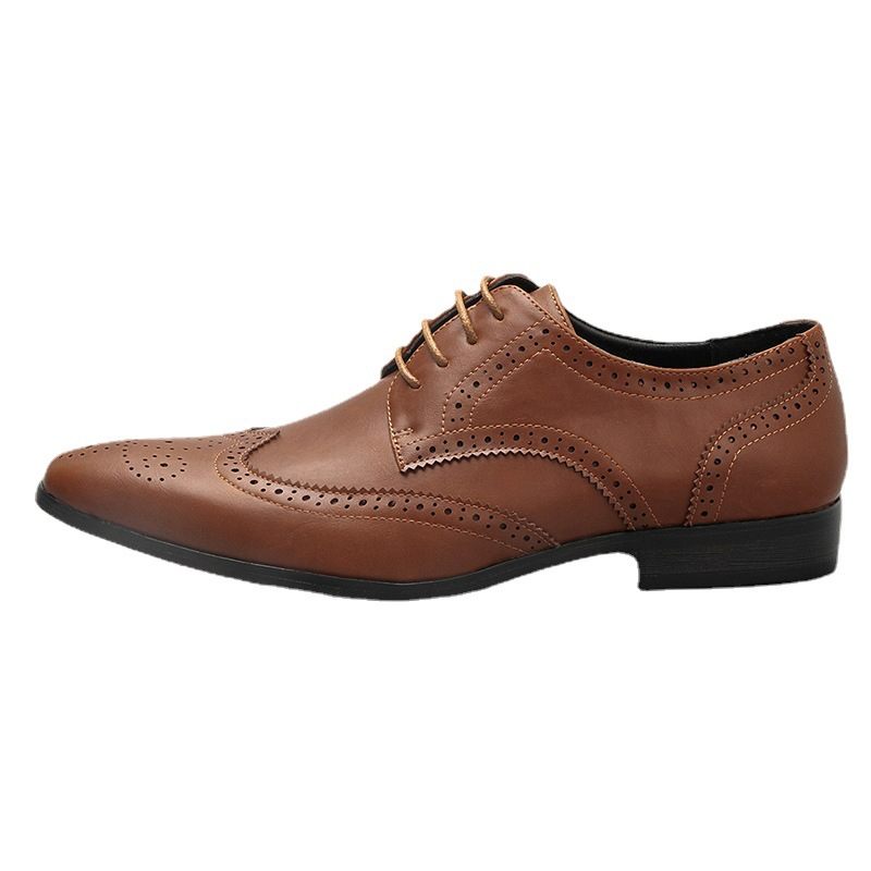 Nieuwe Klassieke Herenschoenen Pak Brogue Schoenen Ademende Casual Platte Met Veters