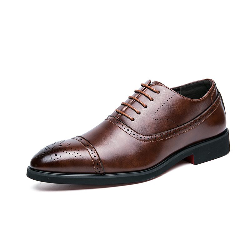 Plus Size Business Casual Oxford Schoenen Heren Zwarte Geklede Mode Brogues Gesneden Trouwschoenen