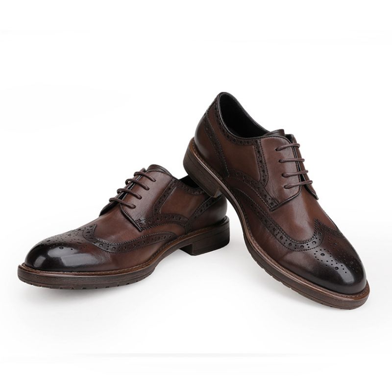 Schoenen Heren Leren Oxford-jurk Zakelijke Casual Kleding Brogue Gegraveerde Trouwschoenen Derby