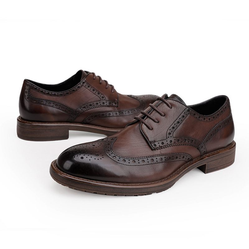 Schoenen Heren Leren Oxford-jurk Zakelijke Casual Kleding Brogue Gegraveerde Trouwschoenen Derby