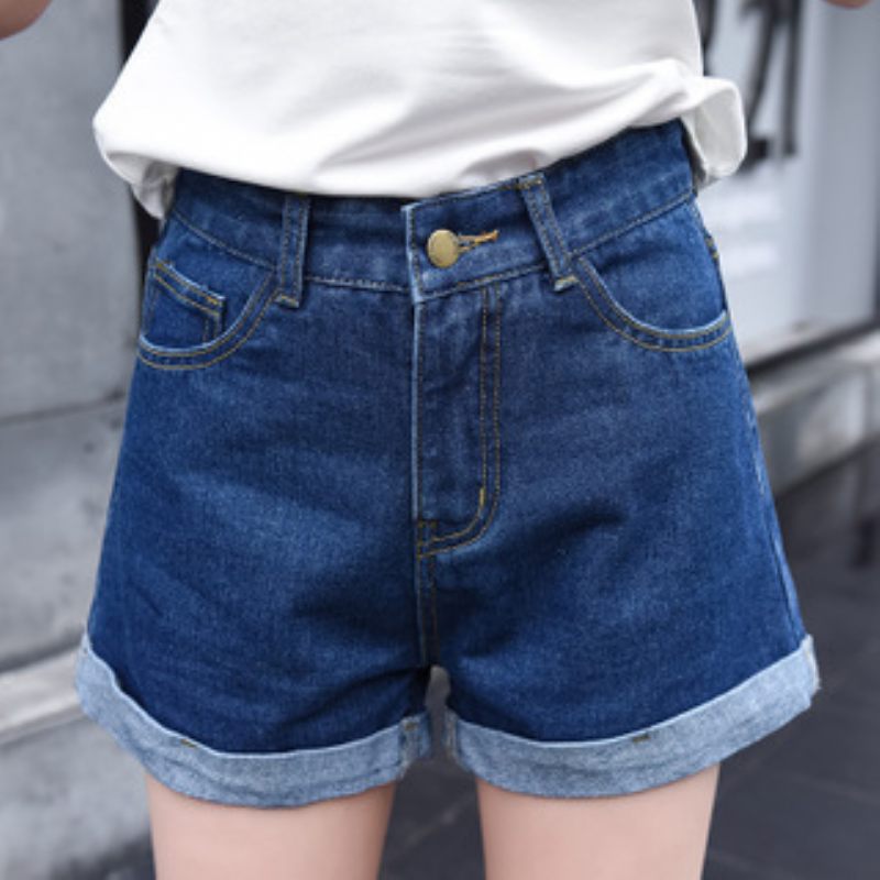 2024 Losse Opgerolde Denimshort Voor Dames