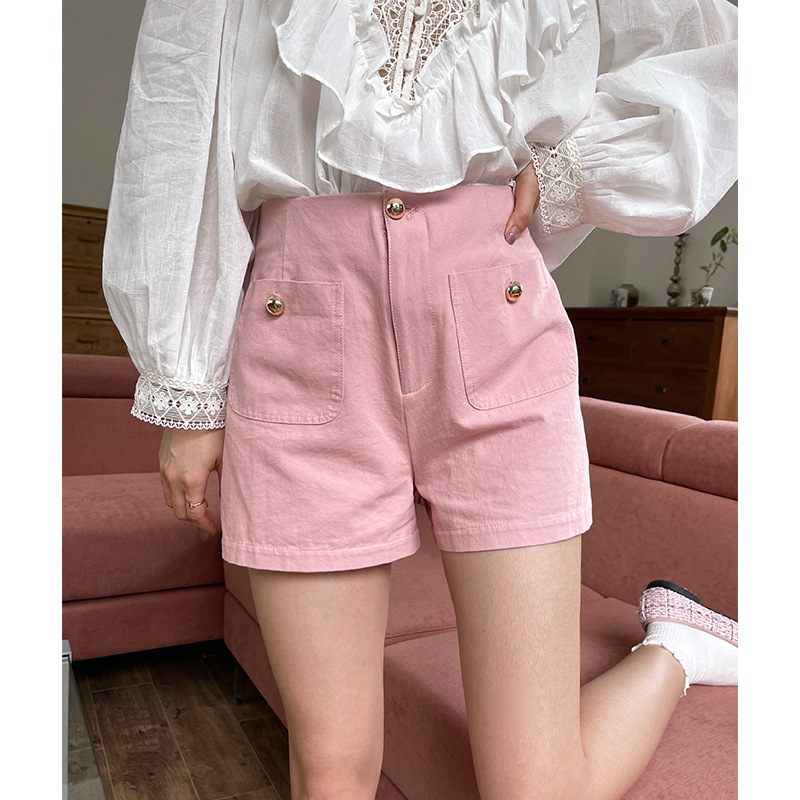 Casual Broek Met Wijde Pijpen Hoge Taille Shorts Los