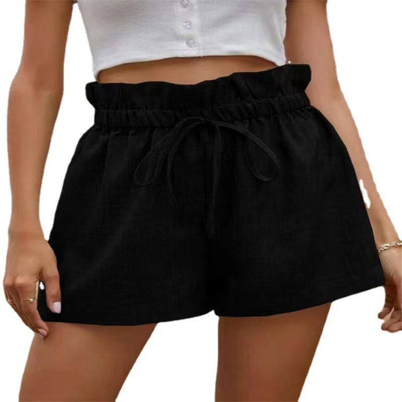 Casual Comfort Shorts Dames Hoge Taille Vetersluiting Los Wijd