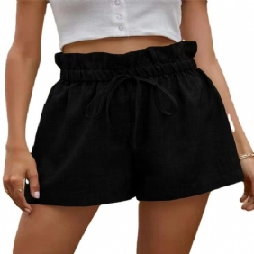 Casual Comfort Shorts Dames Hoge Taille Vetersluiting Los Wijd