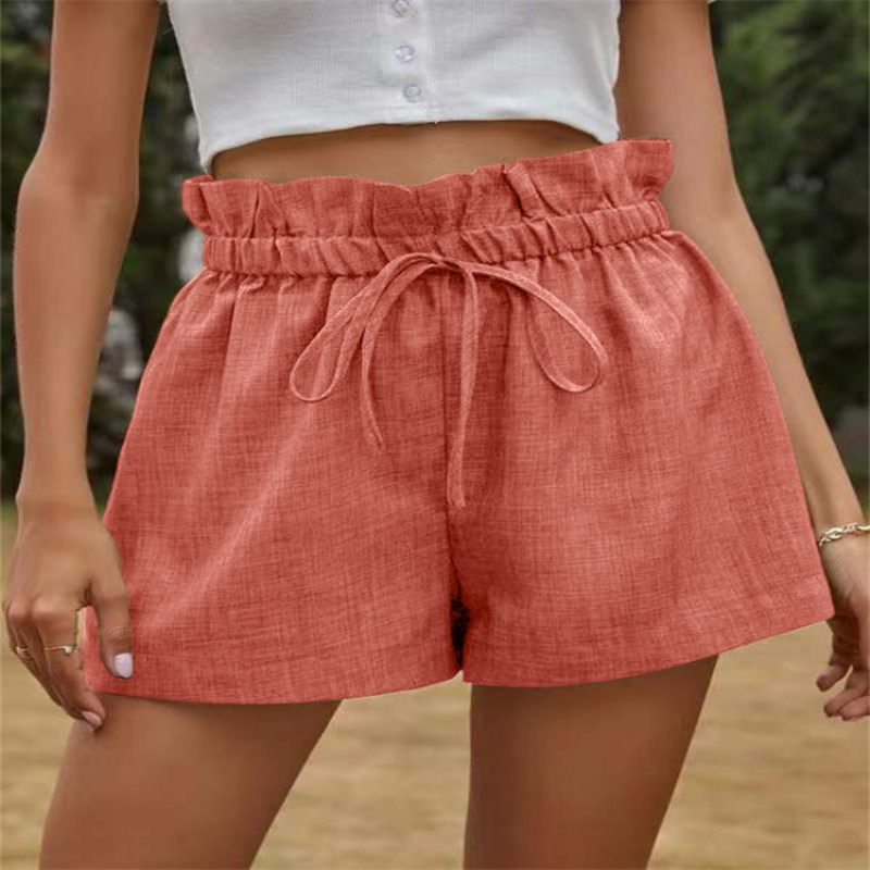 Casual Comfort Shorts Dames Hoge Taille Vetersluiting Los Wijd