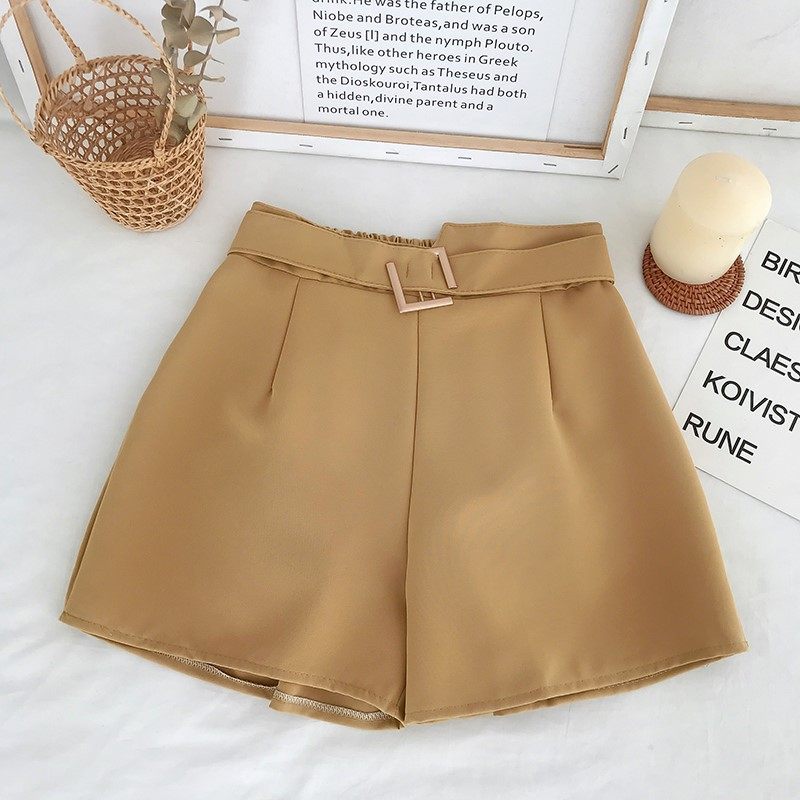 Chiffon Wijde Pijpen Shorts Dames Hoge Taille Casual Recht