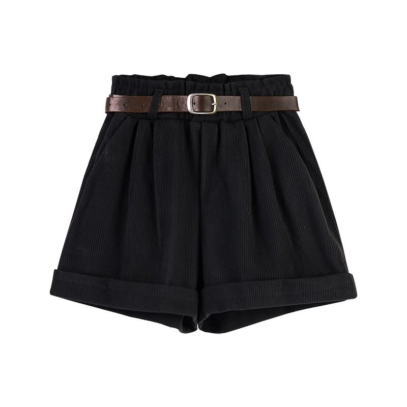 Corduroy Wijde Pijpen Shorts Dames Hoge Taille