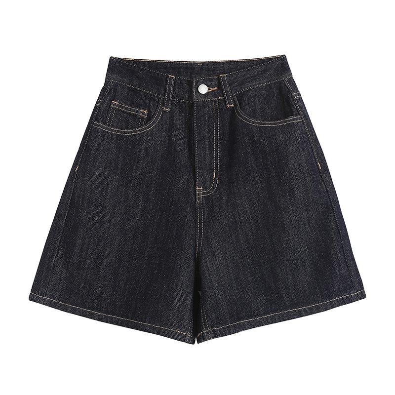 Dames 5-punts Denim Short Recht Losse Hoge Taille