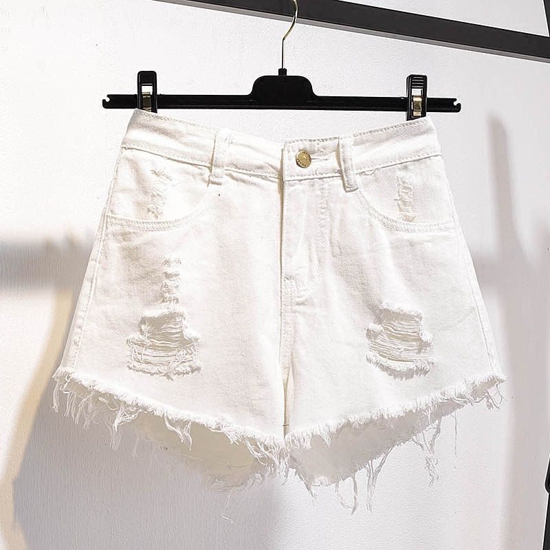 Dames Denim Raw Shorts Los Gescheurde Wijde Pijpen