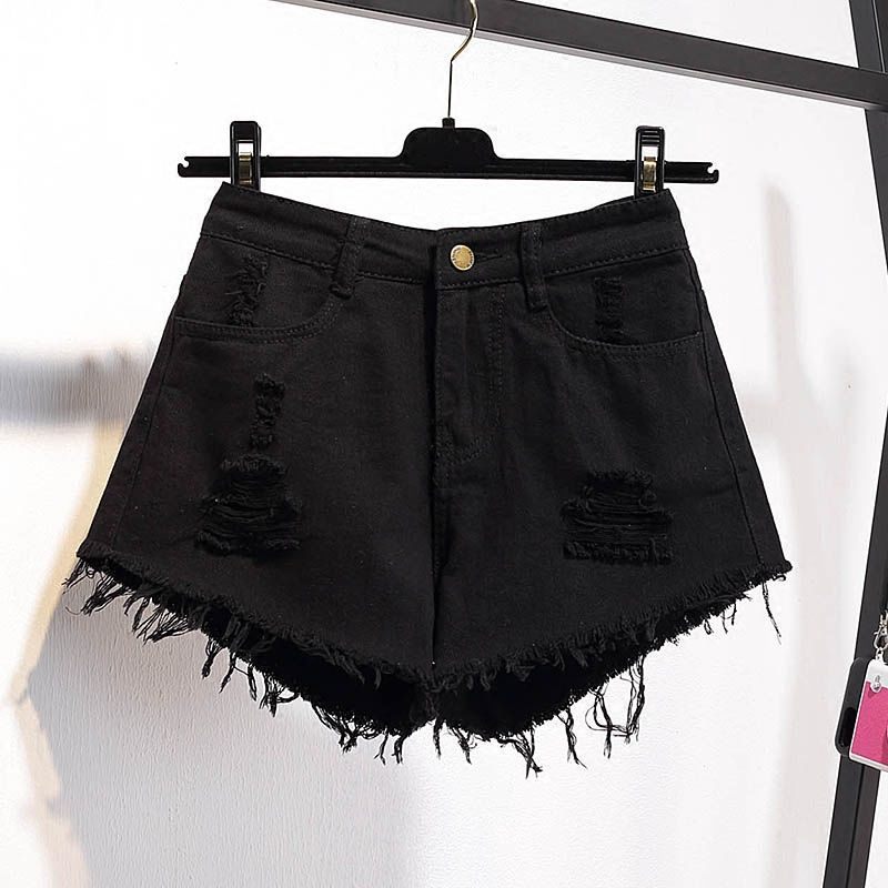 Dames Denim Raw Shorts Los Gescheurde Wijde Pijpen