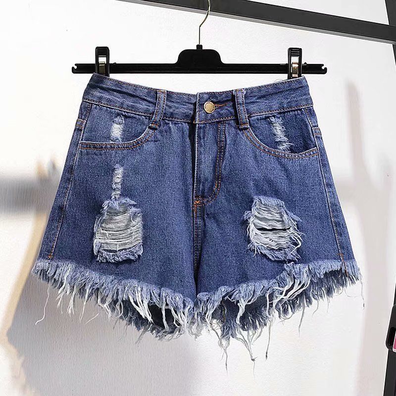 Dames Denim Raw Shorts Los Gescheurde Wijde Pijpen