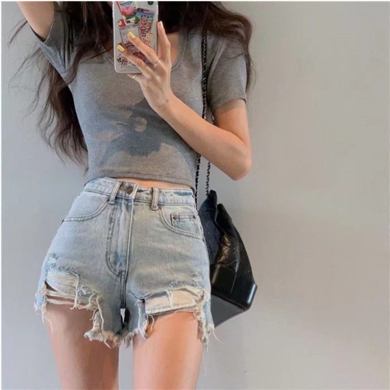 Dames Denim Shorts Dun Gedeelte Hoge Taille Trendy