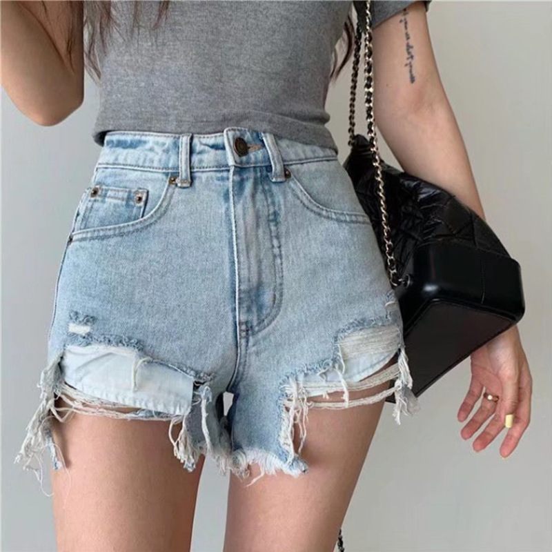 Dames Denim Shorts Dun Gedeelte Hoge Taille Trendy