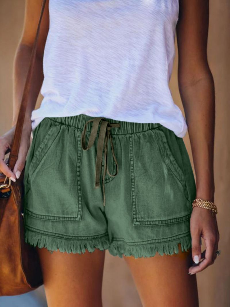 Dames Denim Shorts Elastische Taille Casual Hoge