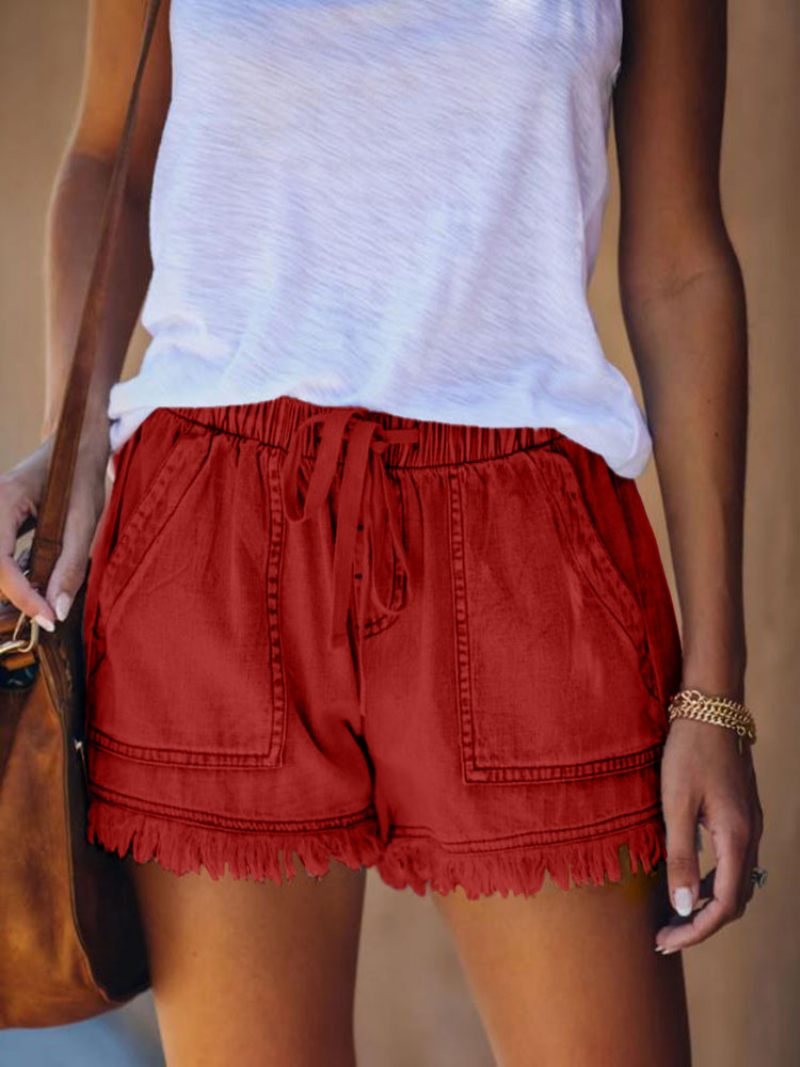 Dames Denim Shorts Elastische Taille Casual Hoge