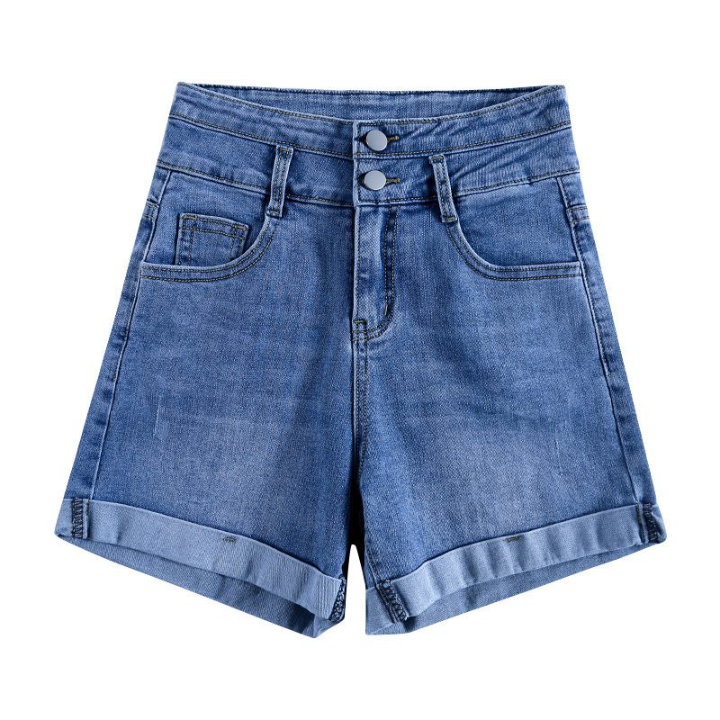 Dames Denim Shorts Hoge Taille Dunne Rechte