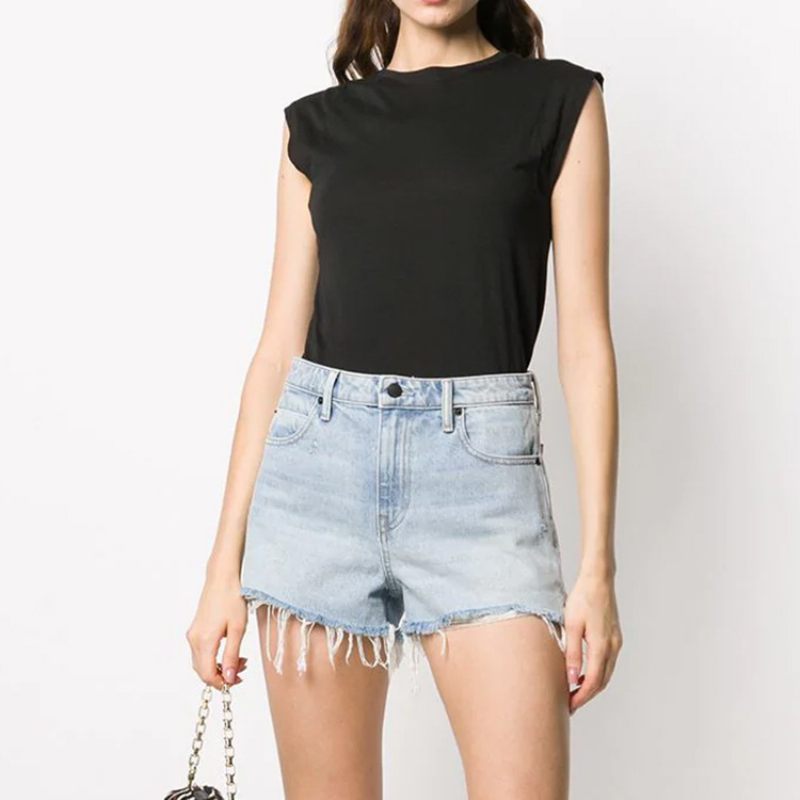 Dames Denim Shorts Hoge Taille Losse Wijde Pijpen