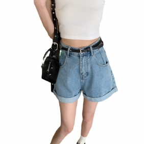 Dames Denim Shorts Hoge Taille Wijde Pijpen