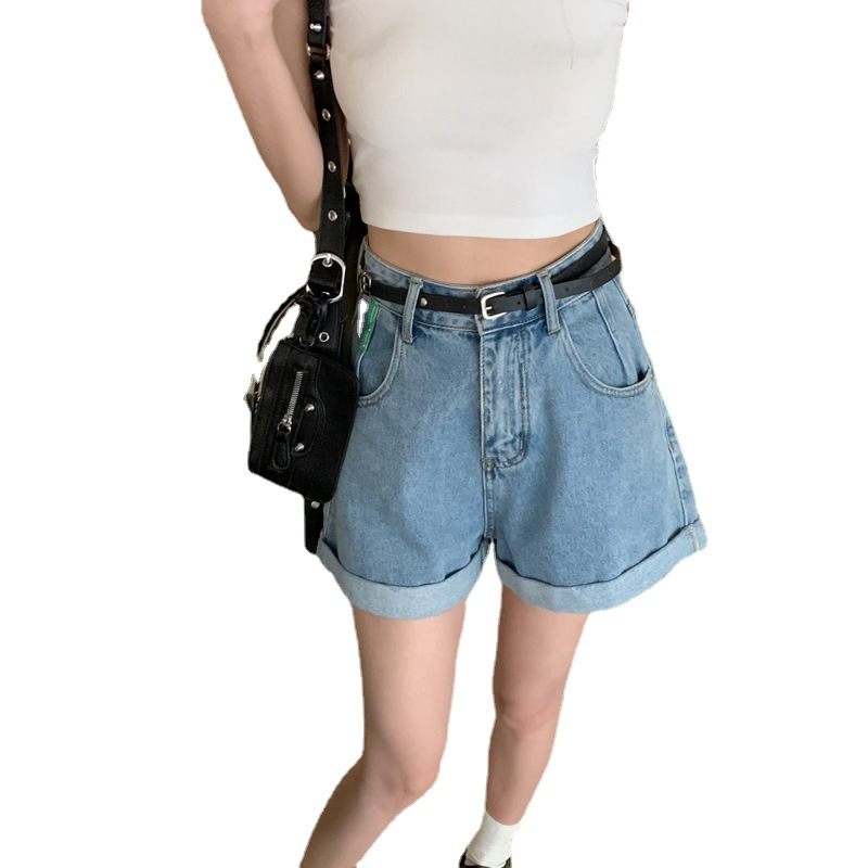 Dames Denim Shorts Hoge Taille Wijde Pijpen