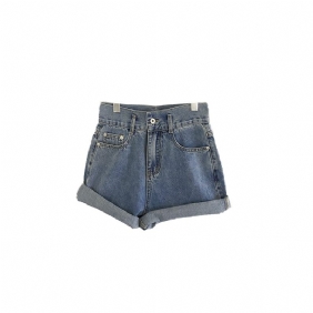 Dames Denim Shorts Kwasten Geboeid Hoge Taille