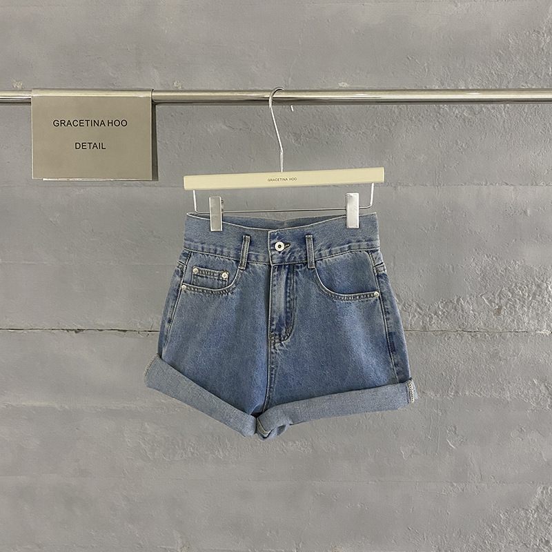 Dames Denim Shorts Kwasten Geboeid Hoge Taille