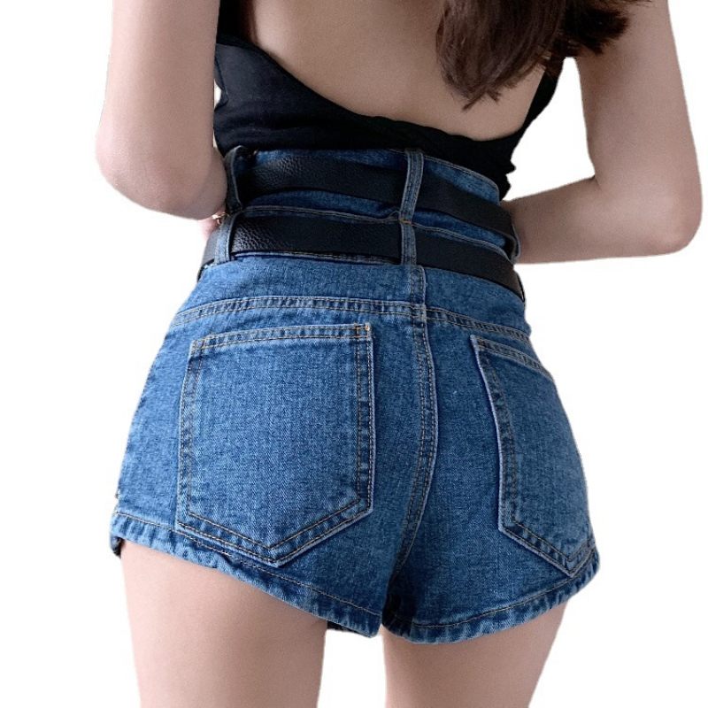 Dames Denim Shorts Nieuwe Trend Losse Wijde Pijpen Hoge Taille Rechte Dunne Sectie