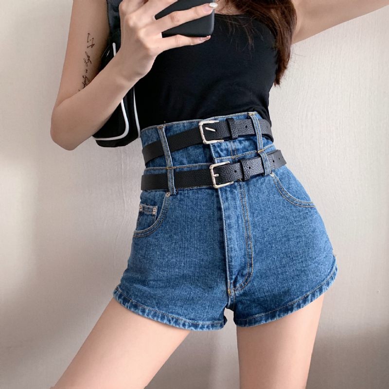 Dames Denim Shorts Nieuwe Trend Losse Wijde Pijpen Hoge Taille Rechte Dunne Sectie