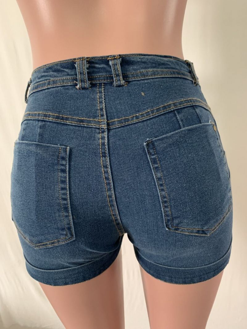 Dames Denim Shorts Riem Micro Elastiek