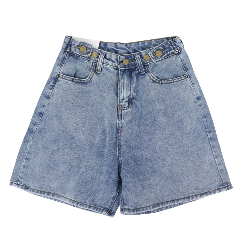 Dames Relaxed Jeans Shorts Hoge Taille Wijde Pijpen Recht