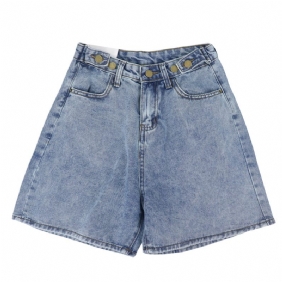 Dames Relaxed Jeans Shorts Hoge Taille Wijde Pijpen Recht